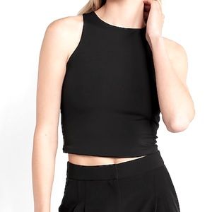 Like new- black express body contour crop high neck  tank